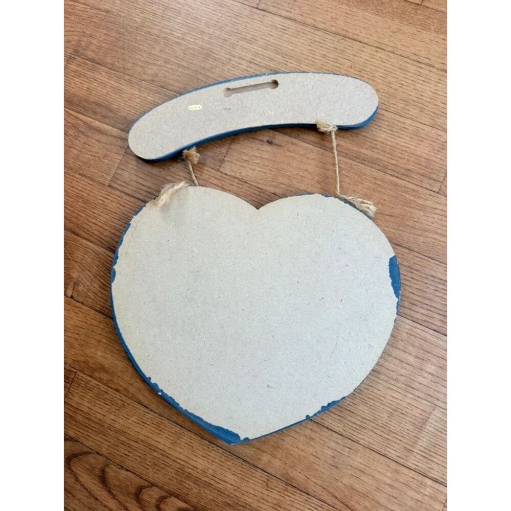 Vintage 80s Country Blue Geese Welcome Sign Heart Hanging Wall Decor Cottagecore - Picture 5 of 5